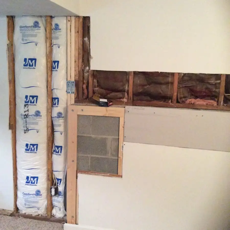 Wall insulation replacement during Basement Flood Cleanup in Duryea